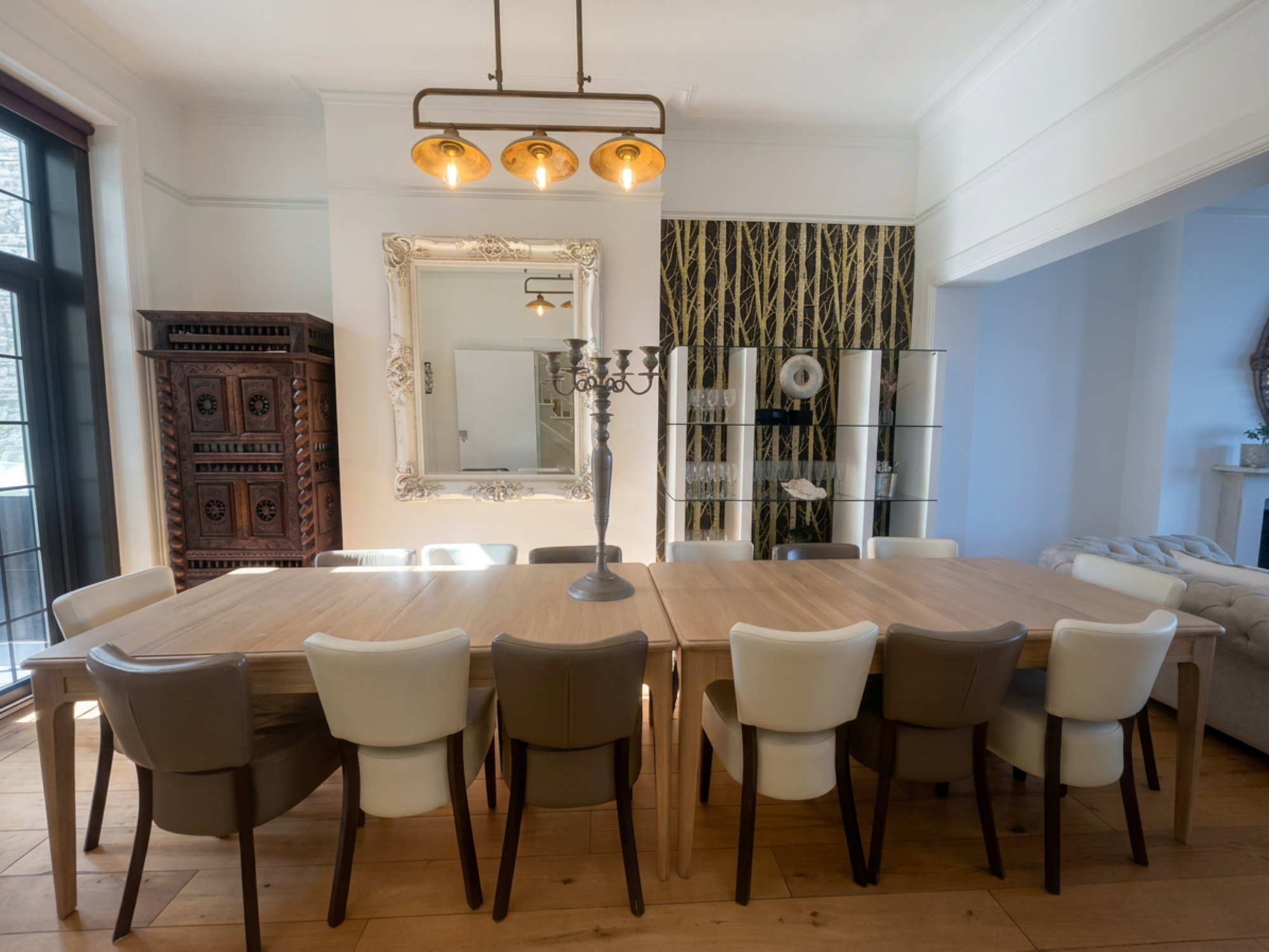 Hastings House dining room set for celebration